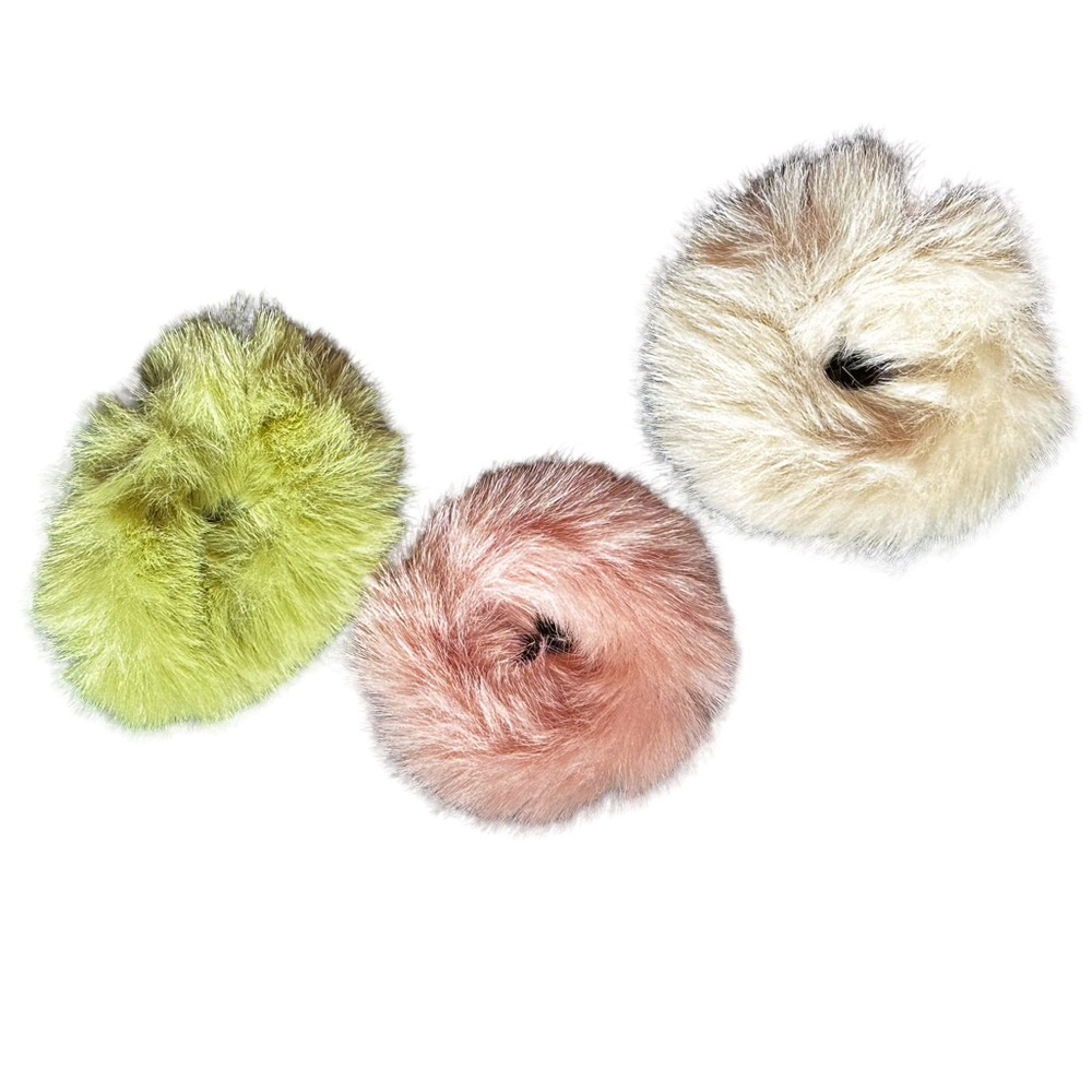NWT Lady Arya |  Faux-Fur Scrunchie Set - Green/Pink/White